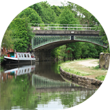 Canal barge and canal bridge